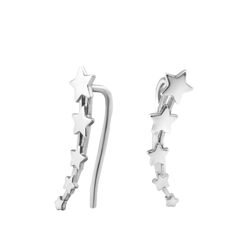 Серьги серебряные кафы с пятью маленькими звездочками