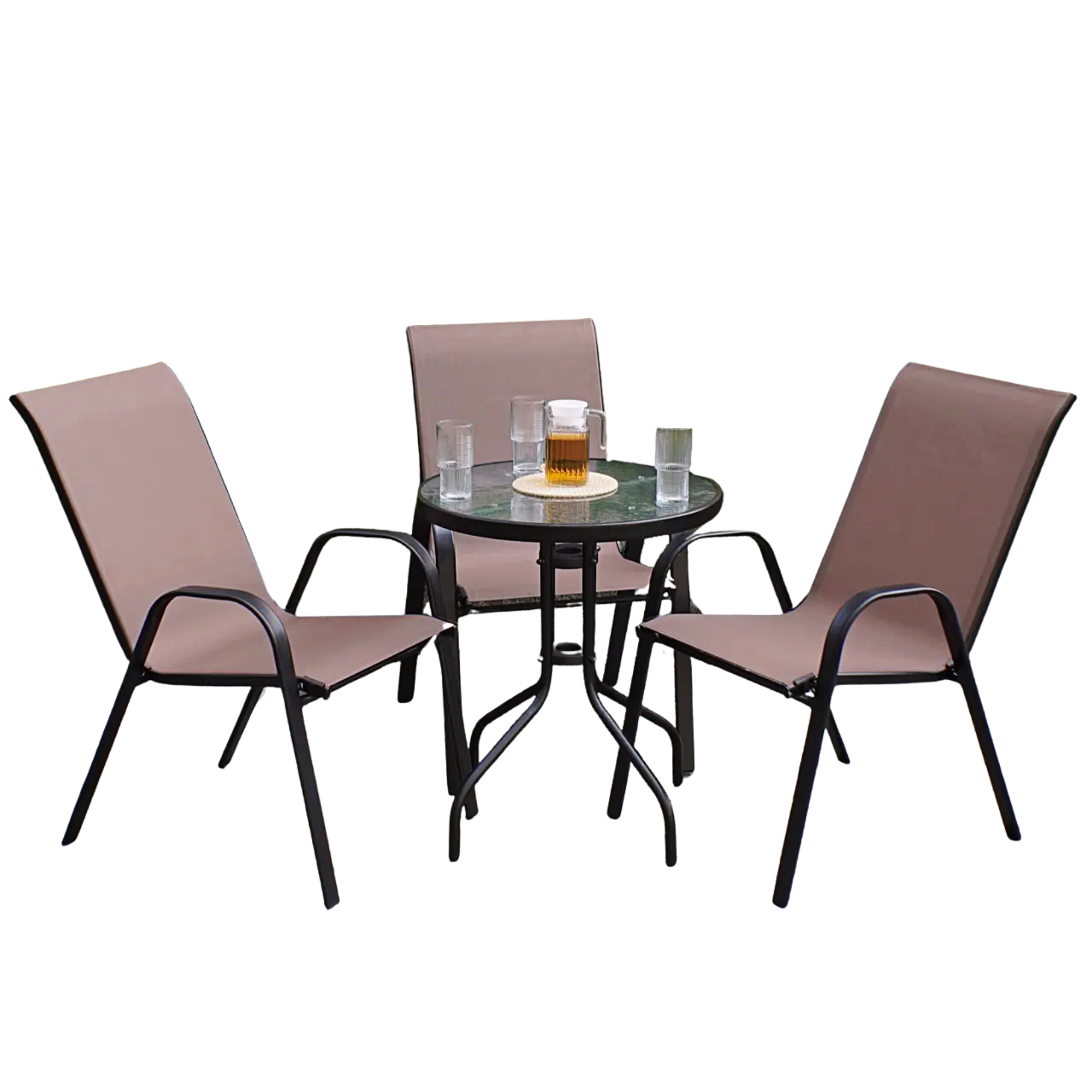 Комплект садовой мебели 4Points Udine-3 круглый стол 60 см/3 кресла текстилен Коричневый (DA-R4PUDI3BR)