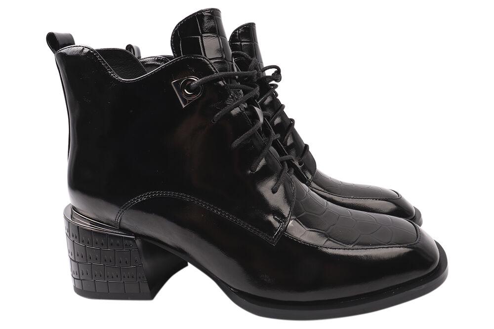 Ботильоны женские Geronea из кожи на каблуке на шнуровке р. 40 Черный (935-21DH)