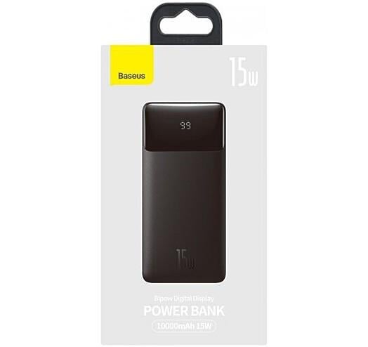 Повербанк Baseus Bipow Digital 10000mAh 15W 3A 2USB + Type-C Чорний