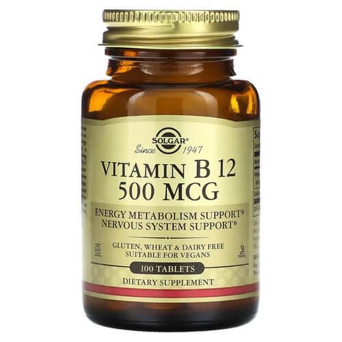 Кобаламин B-12 Solgar Vitamin B12 500 mcg 100 табл. (SOL-03220)