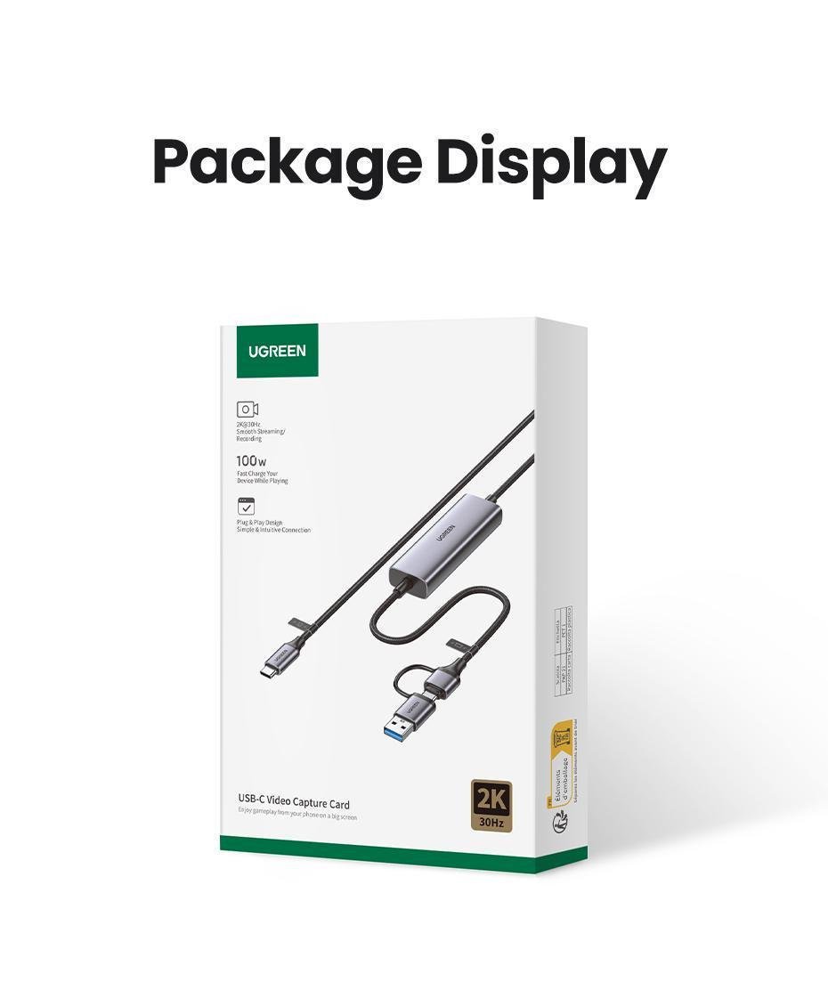 Карта видеозахвата USB Ugreen 1. USB-A USB-C 2 м Серый (25772) - фото 16