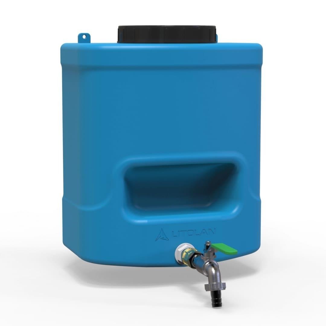 Умывальник Litolan с мыльницей и латунным краном 15 л Синий - фото 1