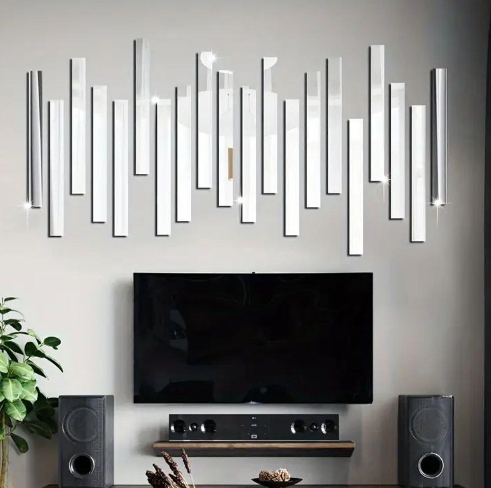 Наклейка на стіну дзеркальна акрил молдинг 2x50 см 10 шт. Срібний/Хром (8776)