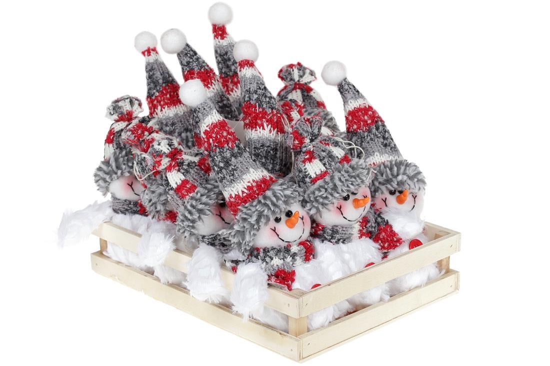 Мягкая игрушка новогодняя на подвесе BonaDi Снеговик 12 шт. (778-353)