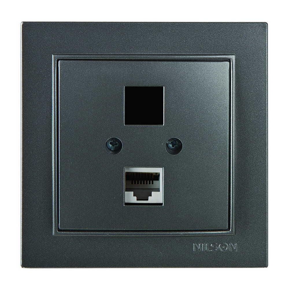 Розетка Nilson Thor комп'ютерна без модуля Антрацит (27161042)