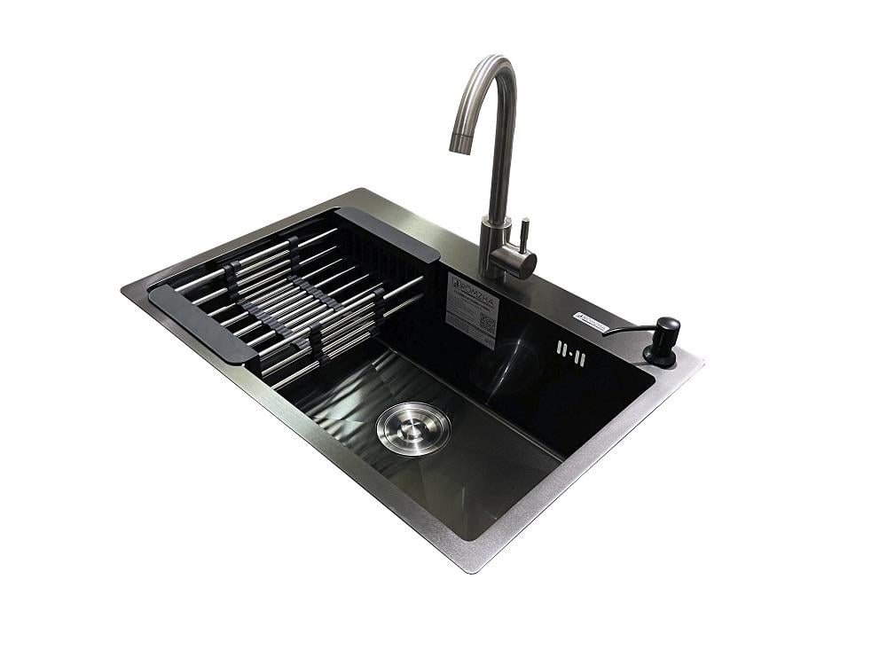 Мийка для кухні Romzha Arta U-600S A з змішувачем та дозатором Чорний (RO41561)