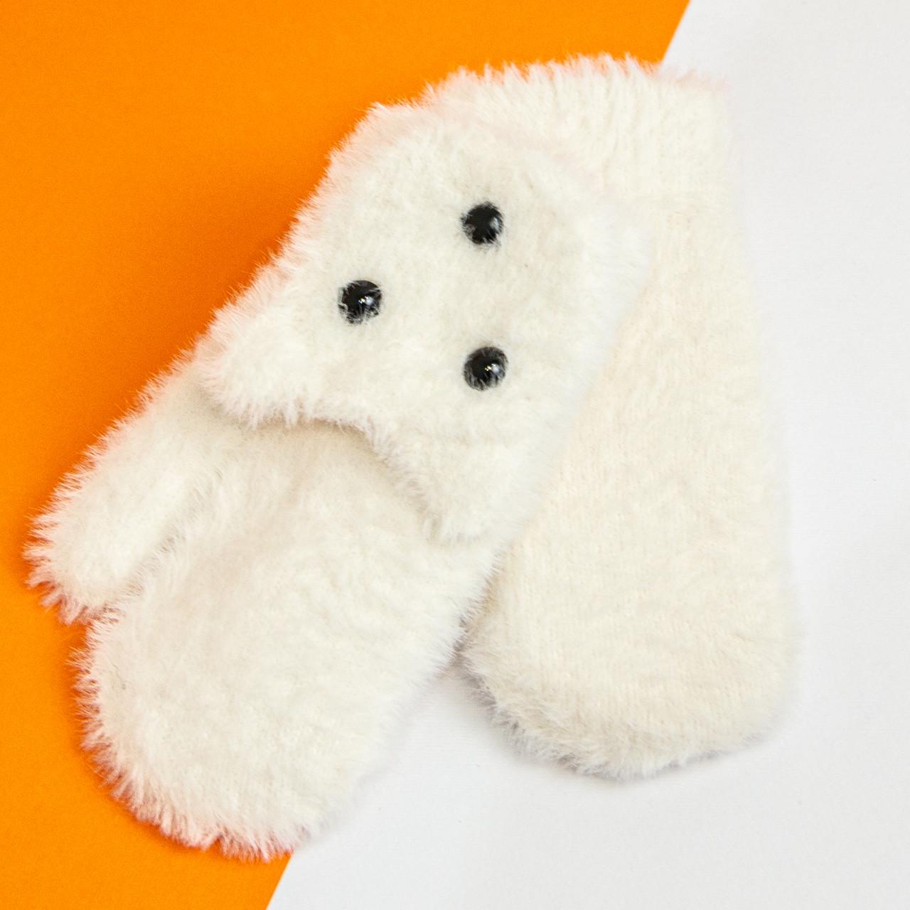 Варежки детские на 5 - 6 - 7 лет для девочек зимние Белый (20-7-99)