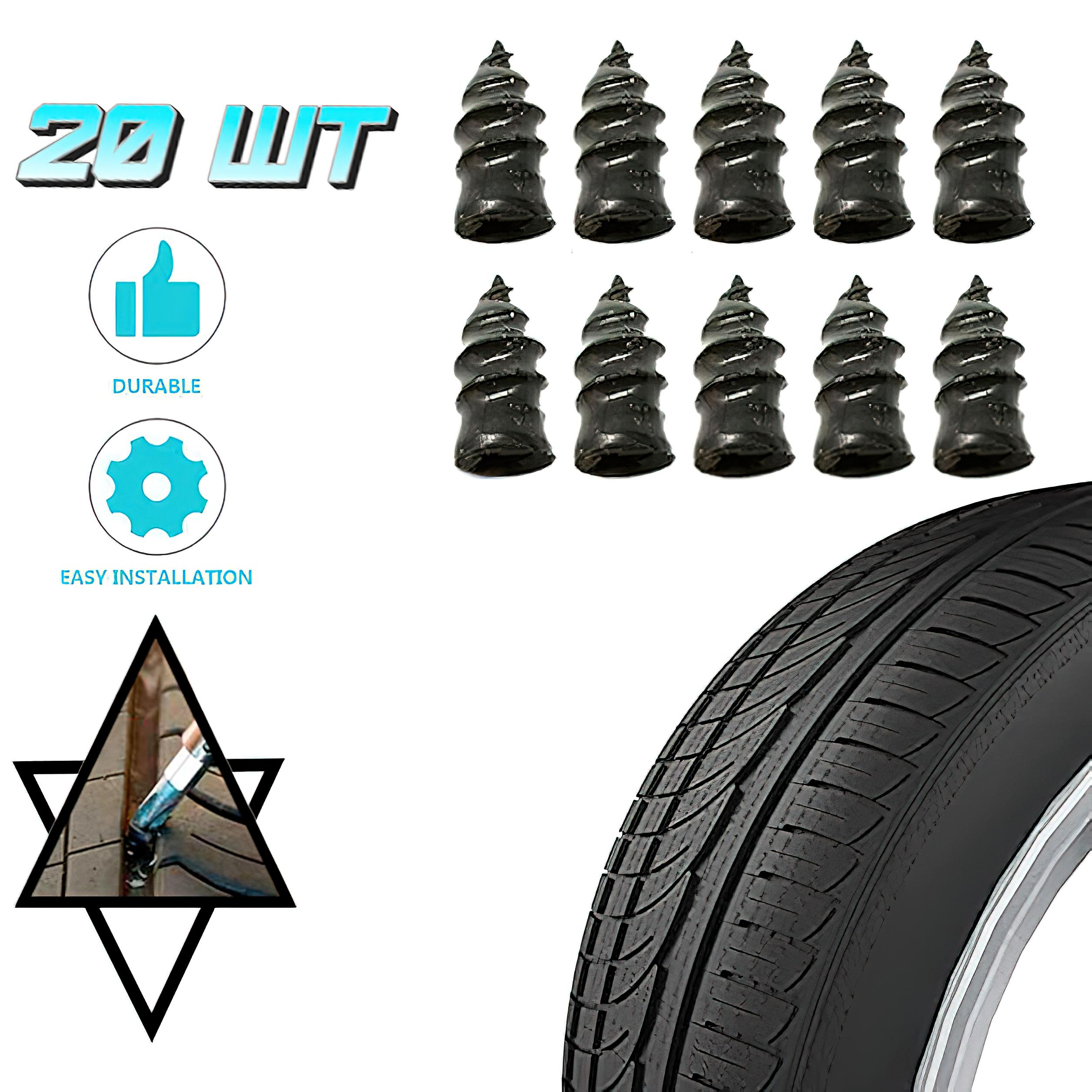 Ремкомплект для шин Tire repair nail резиновые гвозди 20 шт. Черный (1009080-Black) - фото 2