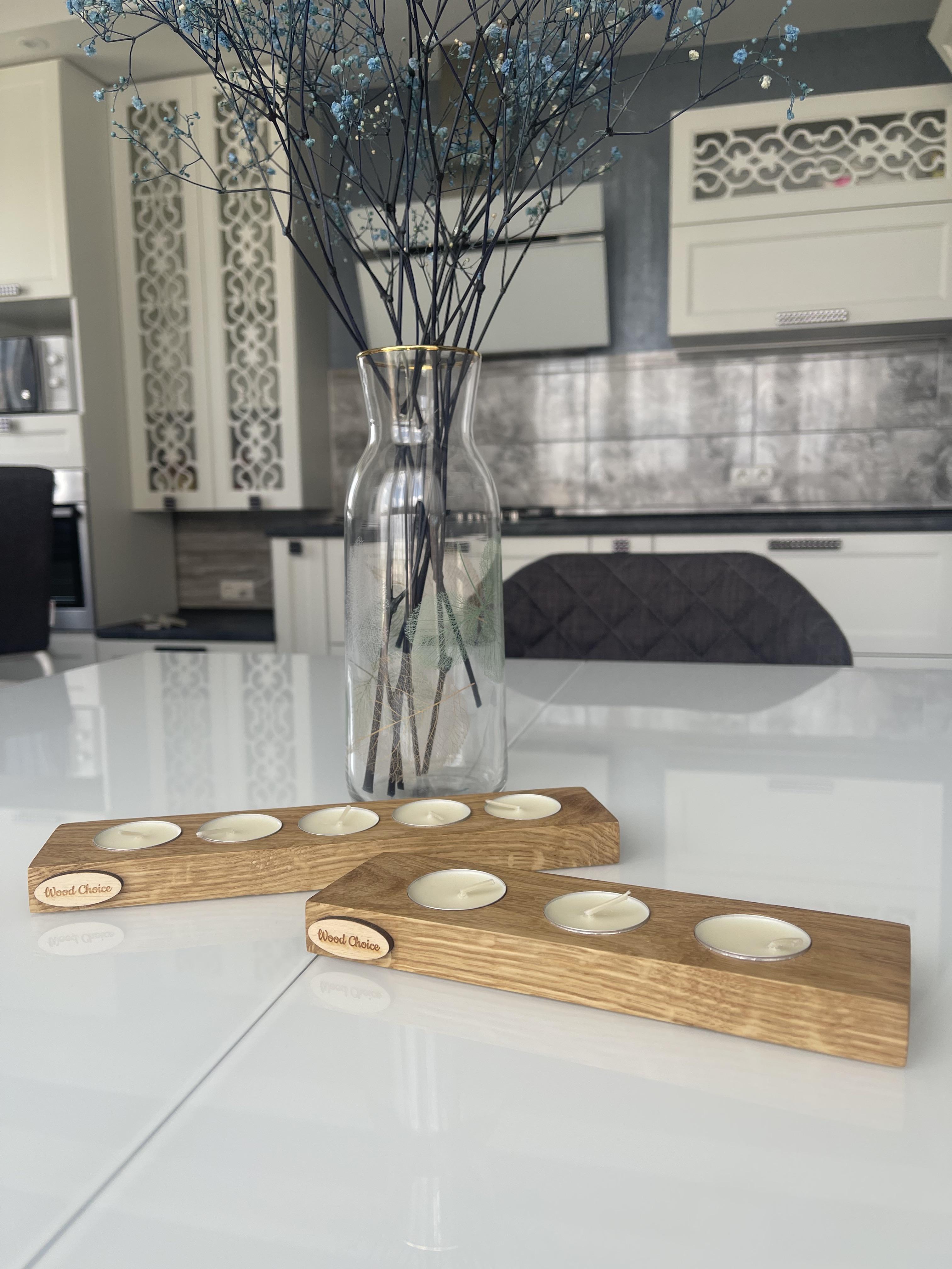 Подсвечник дубовый 3 свечи 21х6х2 см - фото 3 Подсвечник дубовый 3 свечи 21х6х2 см - фото 3