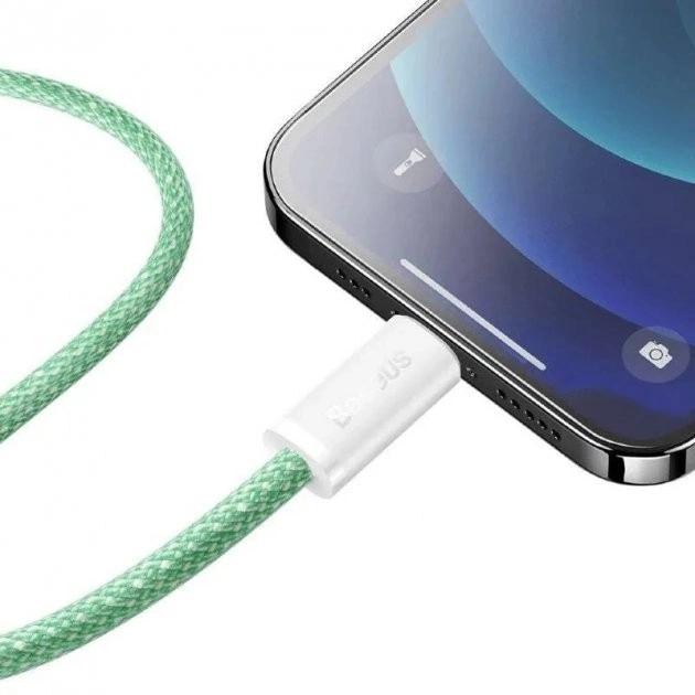 Кабель для айфону BASEUS Dynamic Series Fast Charging Data Cable Type-C to Lightning 20W 2 м Green (45638) - фото 5