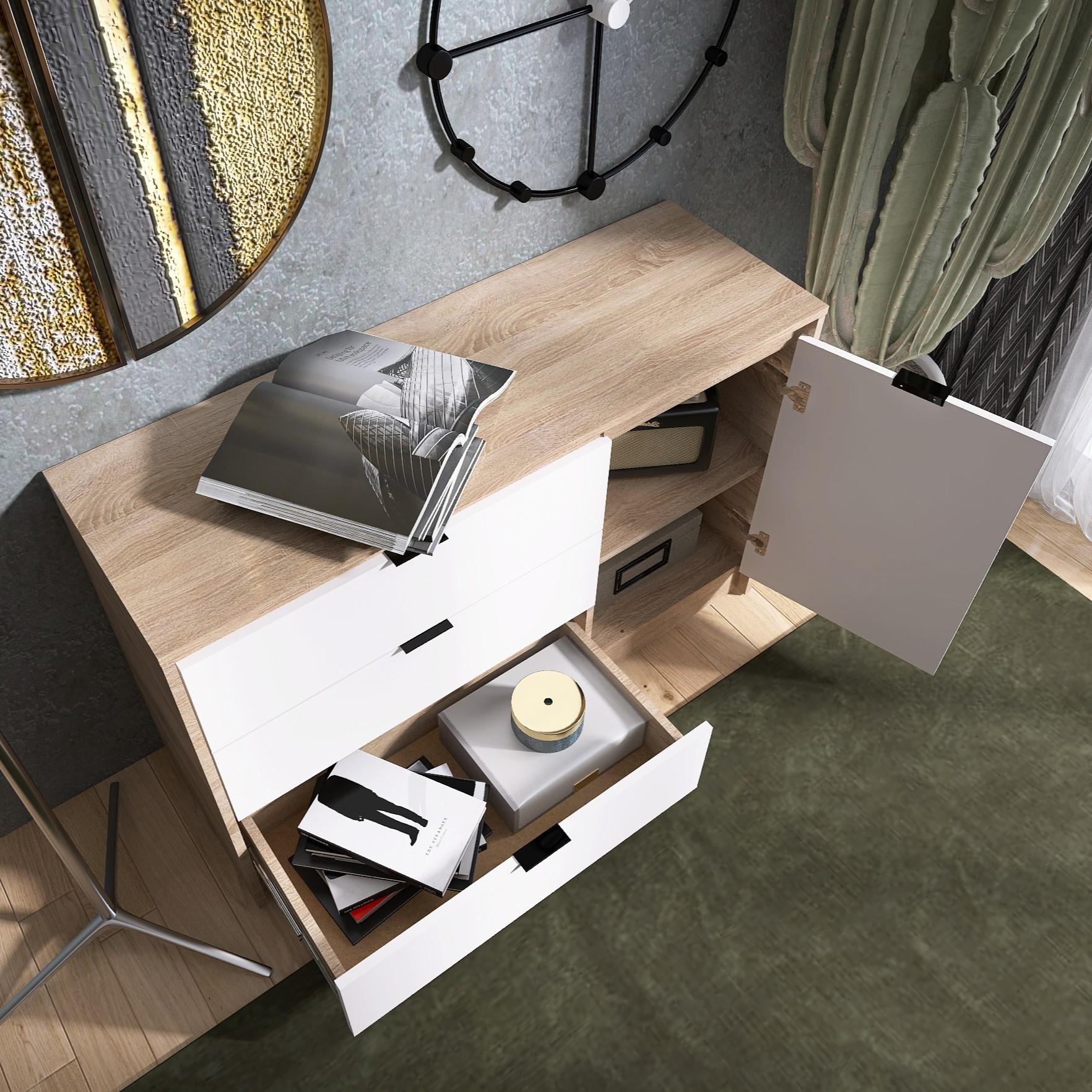 Комод Everest Сити 1150 1152х380х746 мм Сонома/Белый (11413) - фото 2