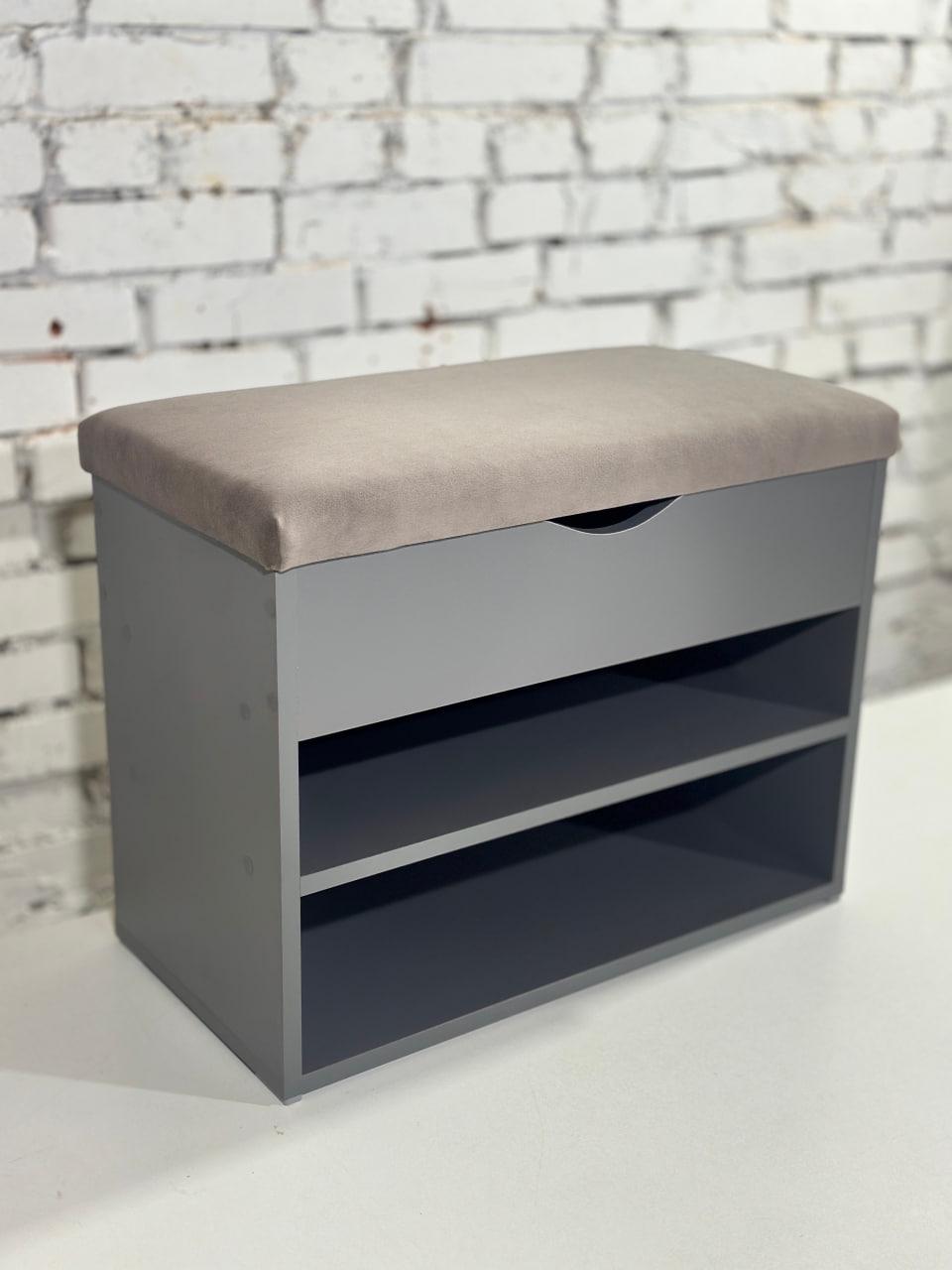 Тумба для обуви ДСП/ткань 30х80х45 см Графитовый/Капучино - фото 1