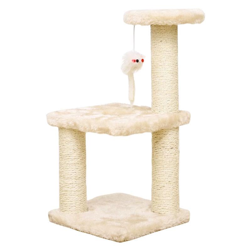 Когтеточка для кота с полками и игрушкой Taotaopets 20х20х40 см Beige
