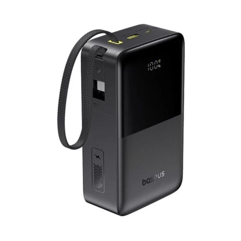 Акумулятор зовнішній BASEUS EnerFill FC51 Bipow 2 Pro Digital Display Power Bank with Built-in Cable 30000mAh 22,5W Cosmic Black (34645575)