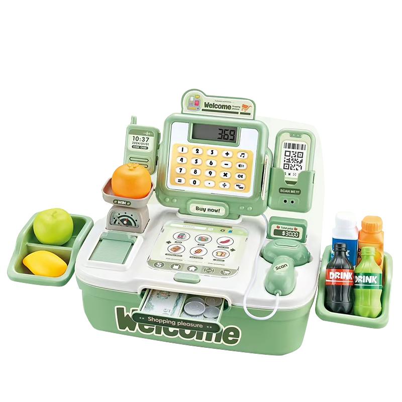 Детский игровой набор Cash register H369 Кассовый аппарат 46 предметов со световыми и звуковыми эффектами Green