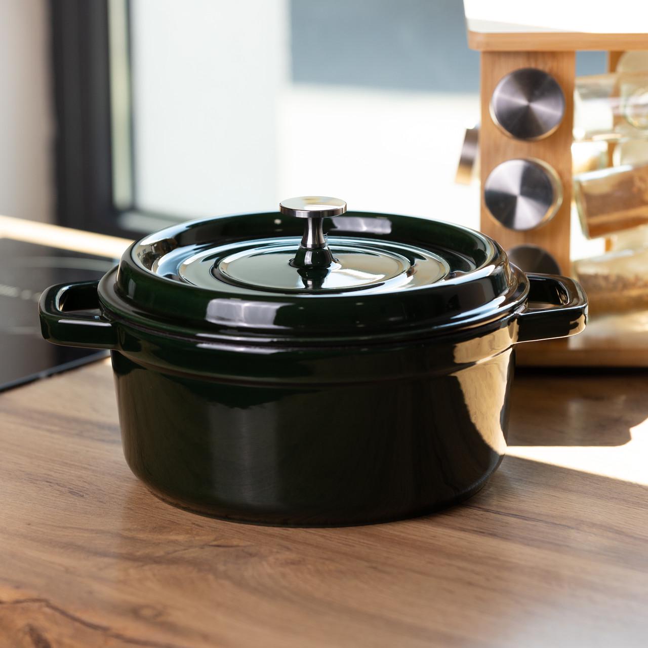Кокотница чугунная эмалированная 4,5 л Малахит (HP-FLG-11 green)