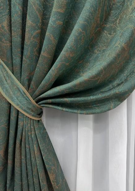 Комплект штор Fantasy жакард 1,5х2,9 м 2 шт. Смарагдовий/Золотистий (1633ш) - фото 3 Комплект штор Fantasy жакард 1,5х2,9 м 2 шт. Смарагдовий/Золотистий (1633ш) - фото 3