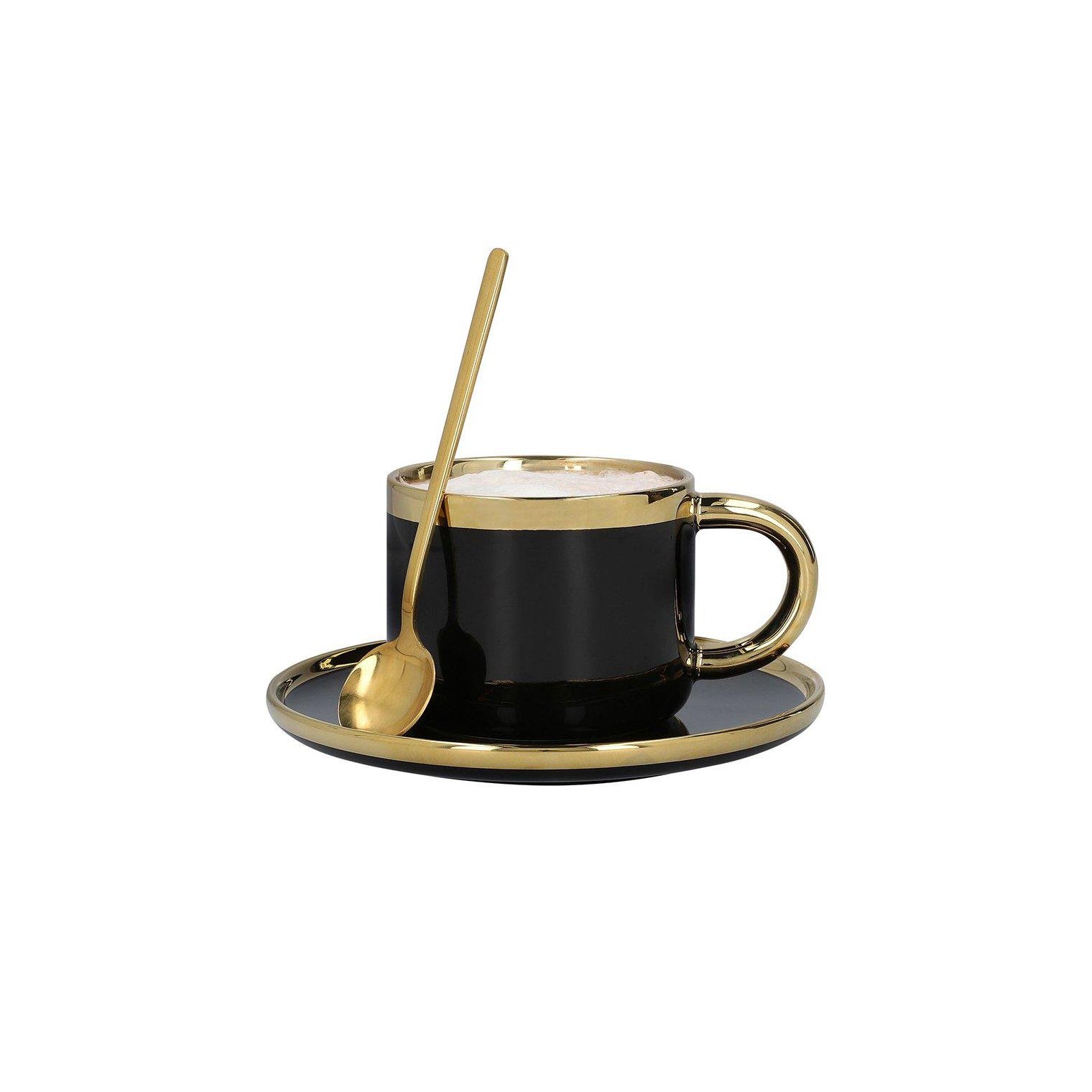 Чашка с блюдцем и ложкой Homla SINNES 200 мл Черный (162882)