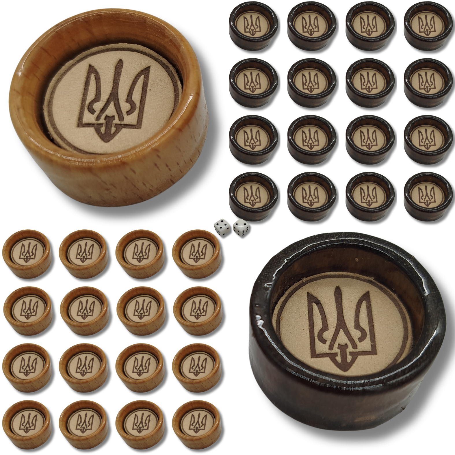 Фишки для нард штамп №7 с кожаной вставкой 25х12 мм (33732402)