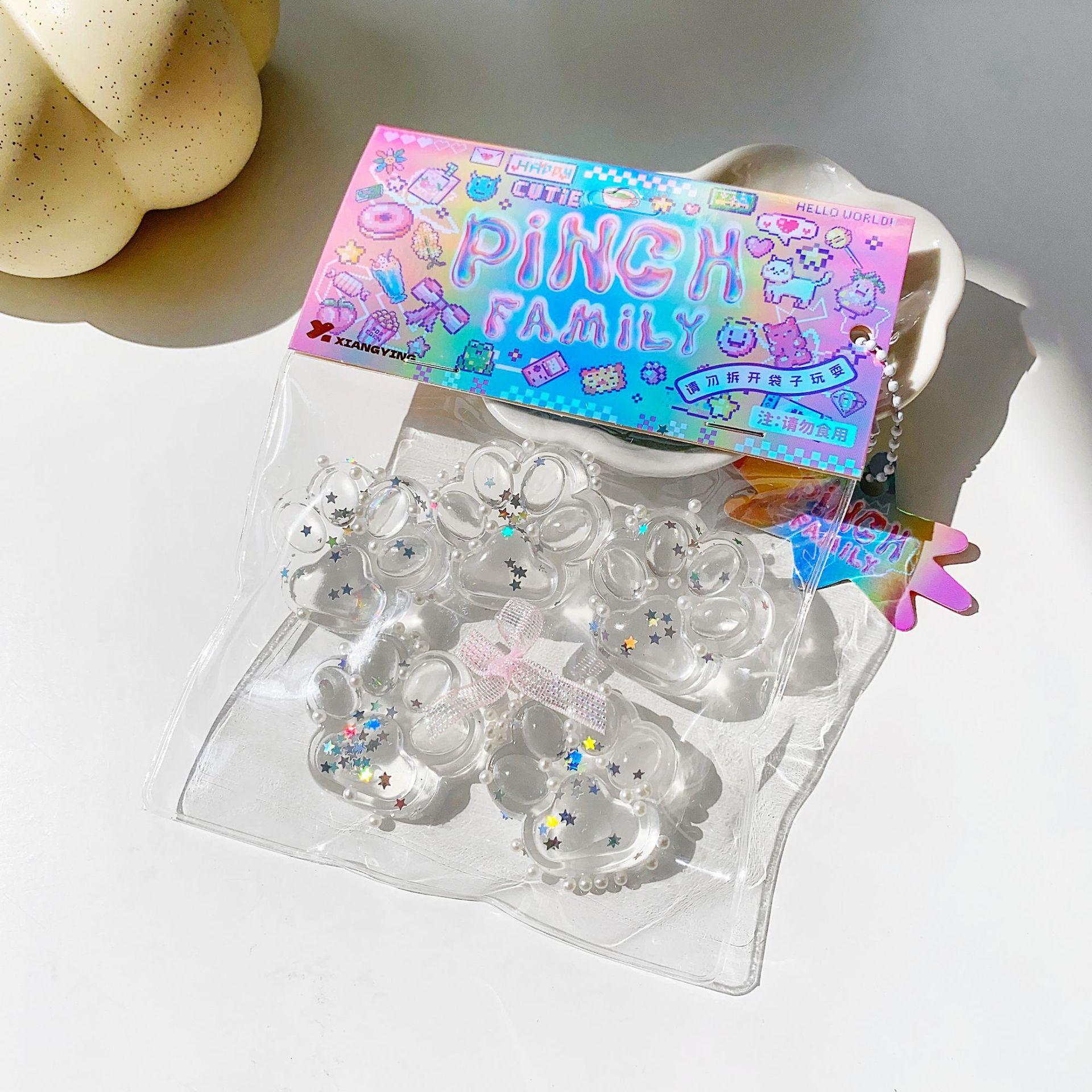 Іграшка антистрес сквіш котяча лапка маленька 4х4 см 5 шт. Прозорий (2798P)