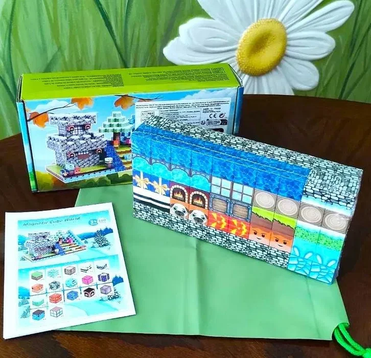 Конструктор магнітний Minecraft Замок в ліcі з водоспадом 100 кубиків - фото 7 Конструктор магнітний Minecraft Замок в ліcі з водоспадом 100 кубиків - фото 7