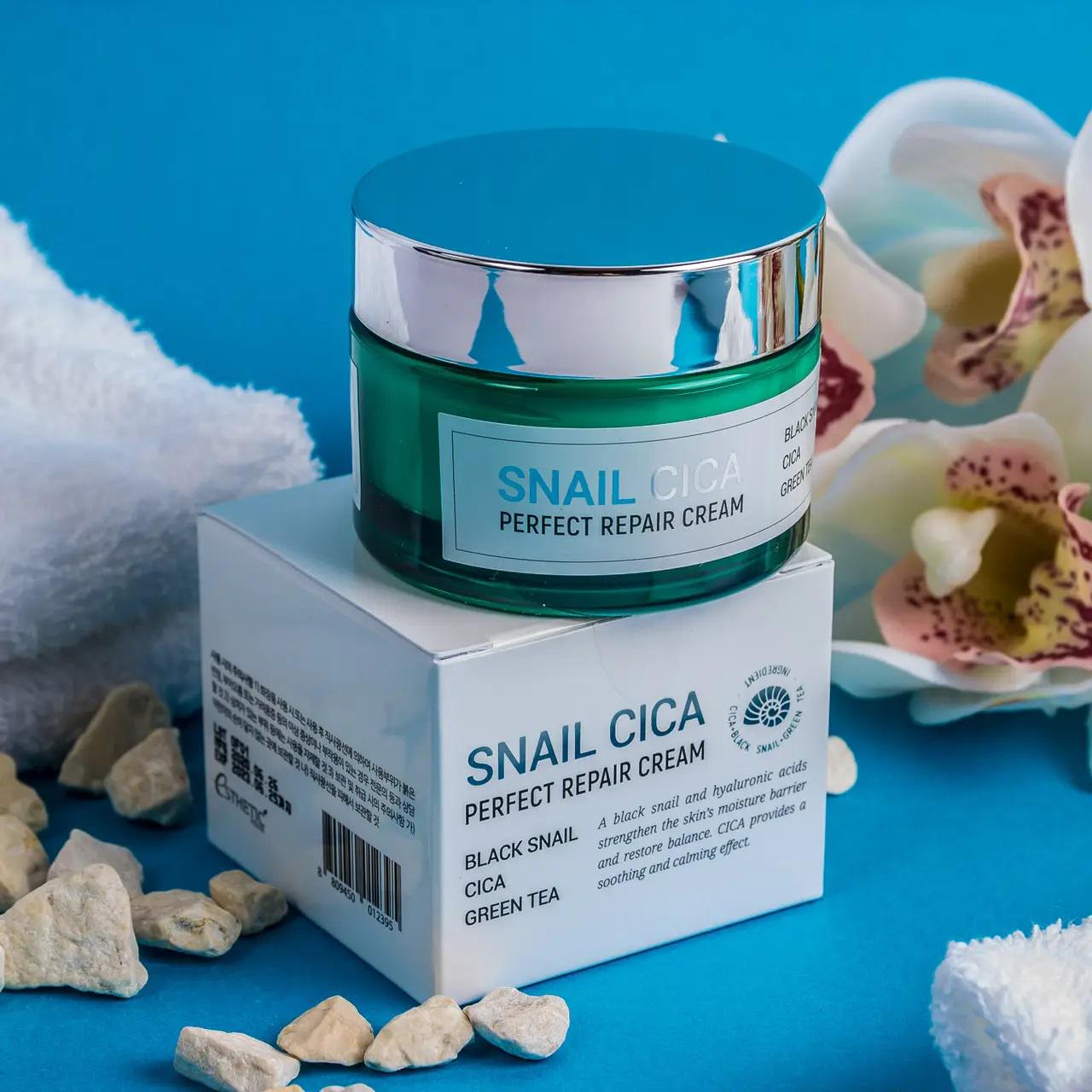 Крем для лица с центеллой и муцином улитка Snail Cica Perfect Repair Cream Esthetic House 50 мл (8809450012395) - фото 3