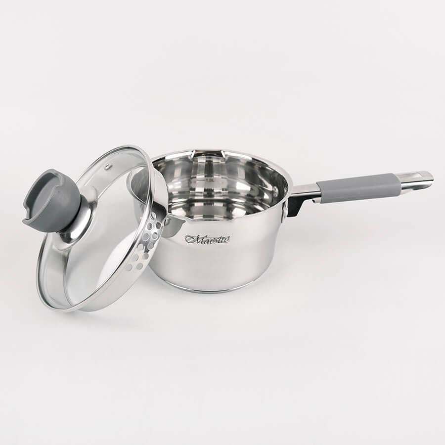 Ковш 1.7 л из нержавейки с крышкой-дуршлагом для всех видов плит