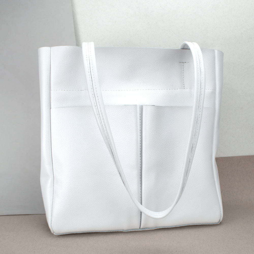 Сумка-шопер кожаный женский Handycover S429 с 2 ручками Белый (2141804553)