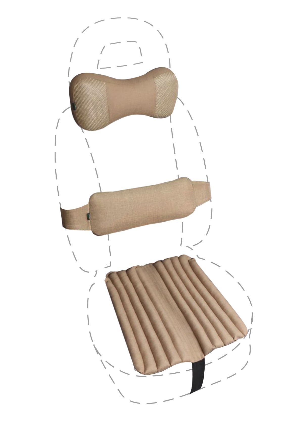 Подушки эргономические EKKOSEAT комплект 3 в 1 Бежевый (AV-123H-301)