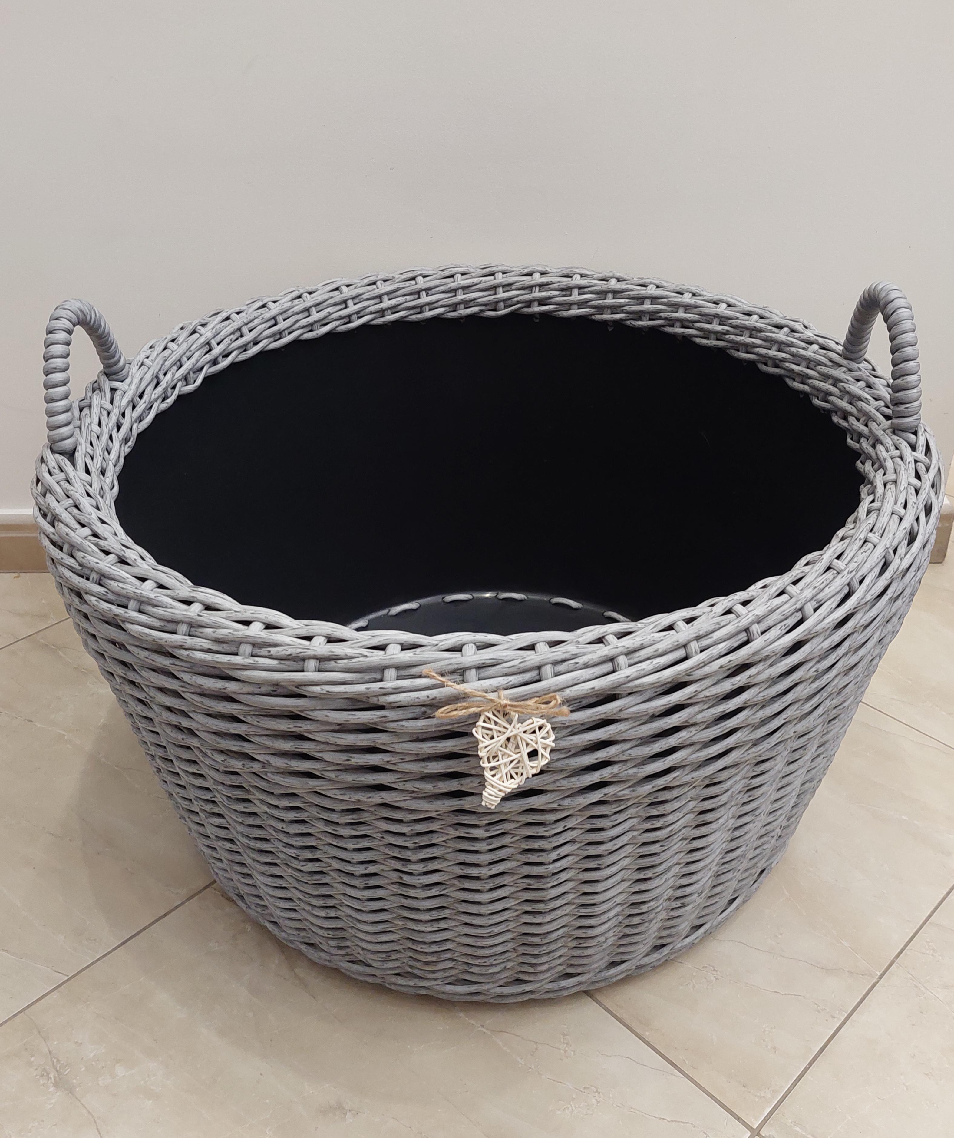 Кошик з ручками із штучного ротангу ручної роботи 90 л Сріблясто-сірий (33023) - фото 3 Кошик з ручками із штучного ротангу ручної роботи 90 л Сріблясто-сірий (33023) - фото 3