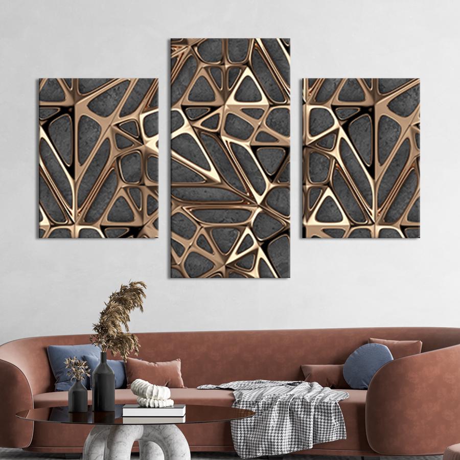 Картина для интерьера Абстракция металлический ажурный узор 96x60 см (39-32)