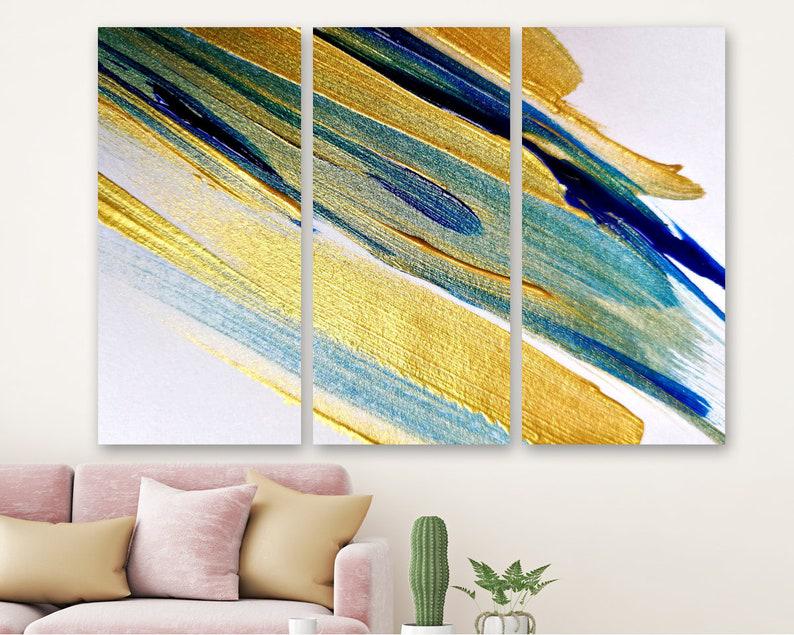 Модульная картина на холсте из трех частей KIL Art Полоски краски 78x48 см (M3_M_376)