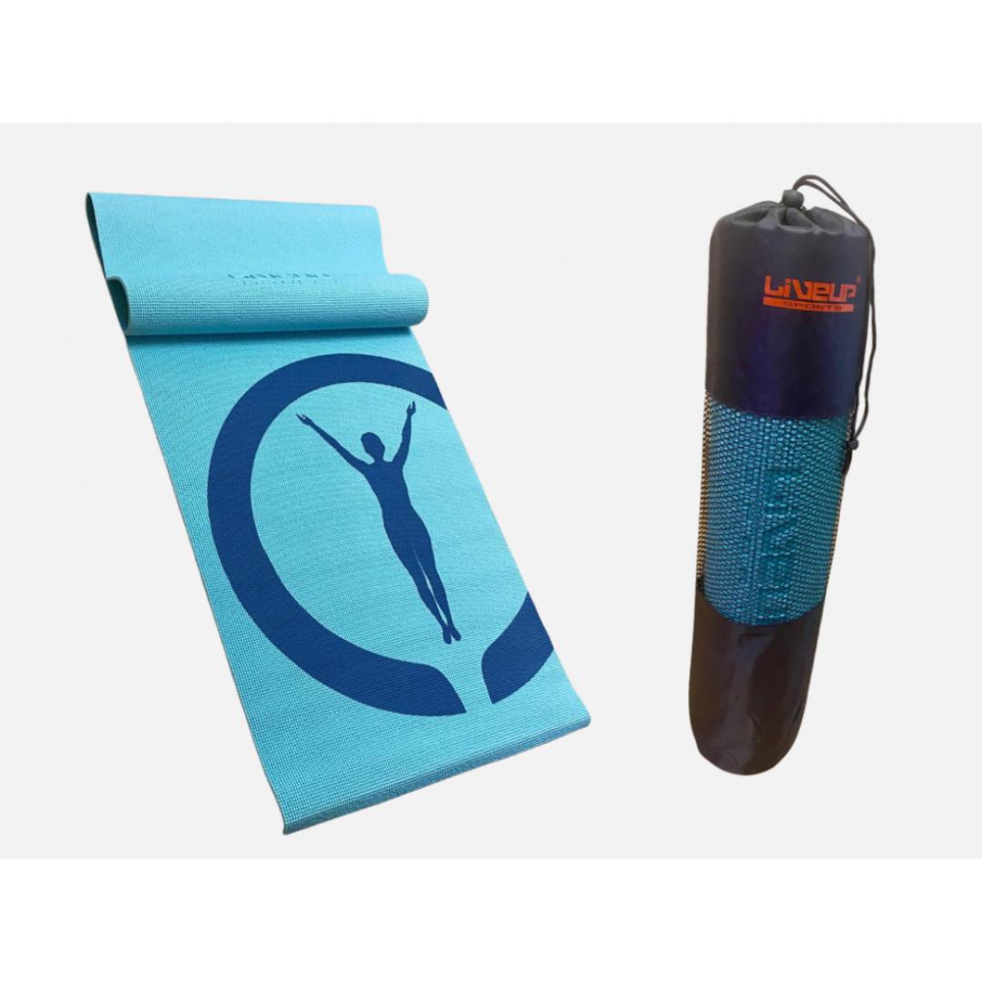 Комплект-килимок для йоги із сумкою LiveUp Printed Yoga MAT/BAG 173х61х0,6 см Блакитний (NIA61) - фото 2