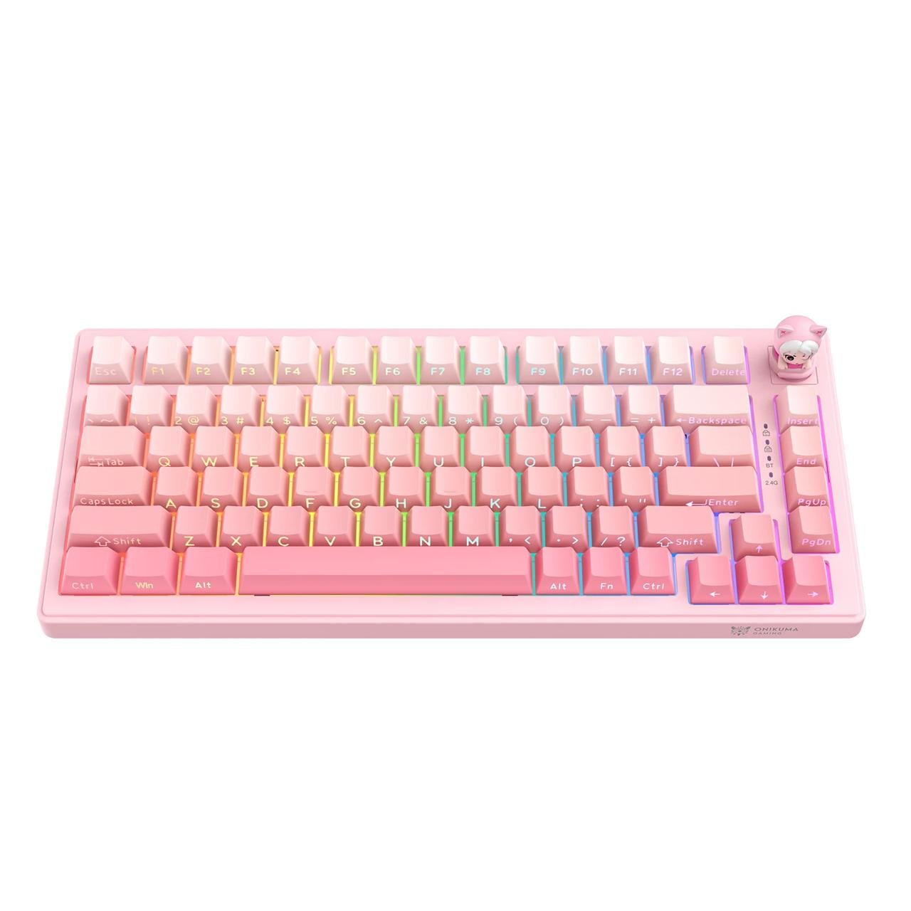 Клавиатура игровая беспроводная Onikuma RGB Bluetooth Розовый (34641852)