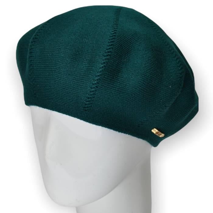 Берет женский Lirus Алиса из шерсти двойной тонкой вязки Зеленый