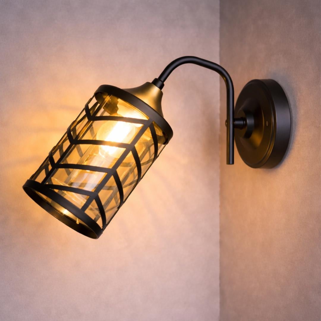 Бра Valeso с металлическим каркасом под одну лампу Е27 Черный/Медный (N5943/1W)