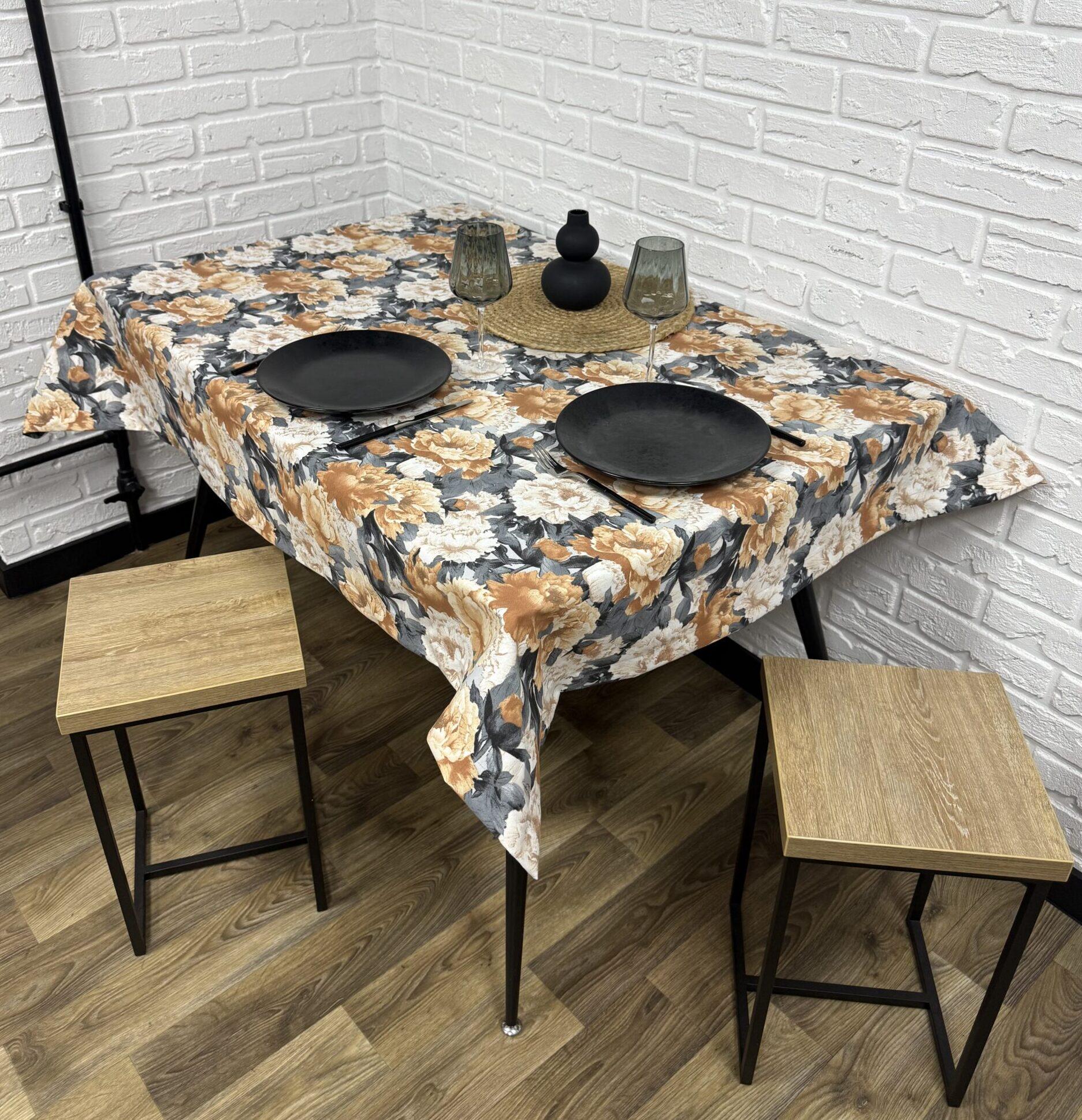 Скатерть Comfort Home Ashen flowers водоотталкивающая с тефлоновым покрытием 140x180 см