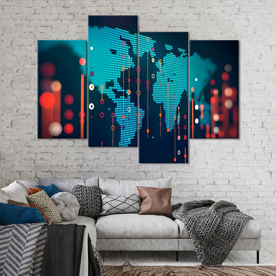 Картина карта Карта мира в стиле цифрового будущего 149x106 см (A1357-4)