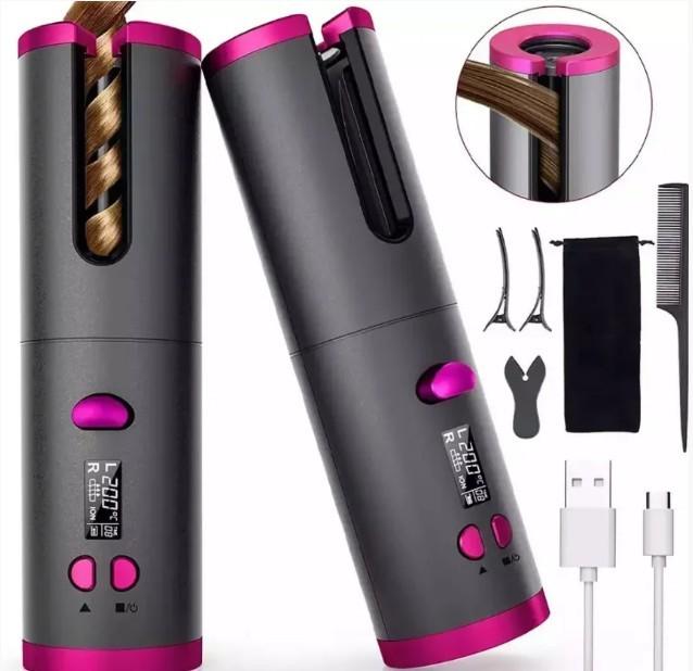 Стайлер для завивки волос Ramindong Hair curler WM-002 беспроводной с керамическим покрытием Серо-розовый - фото 2