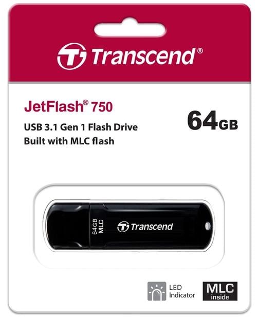 Флэш-память Transcend JetFlash 750 64 Gb USB Type-A 3.1 Черный (583329) - фото 5