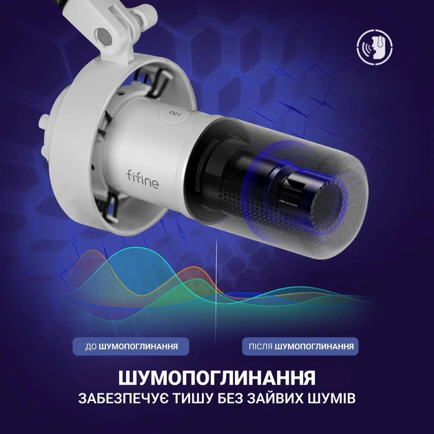 Мікрофон FIFINE K688 USB/XLR TOUCH-MUTE 3,5 мм White (98878) - фото 3