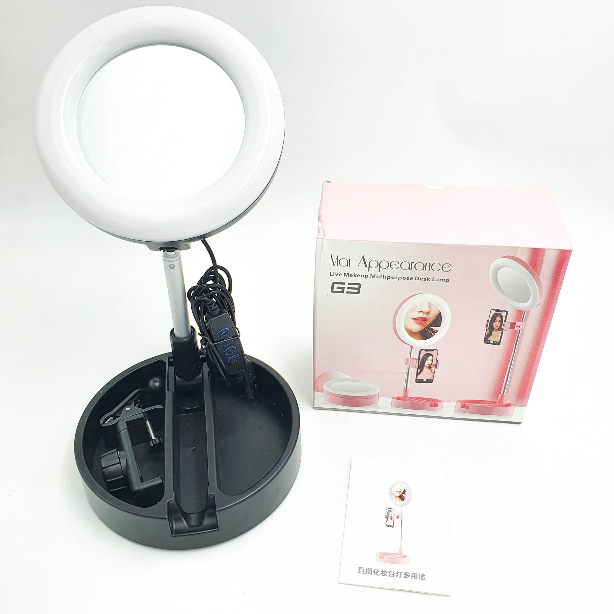 Кольцевая LED лампа Ring Light G3 с держателем телефона и зеркалом Черный - фото 9