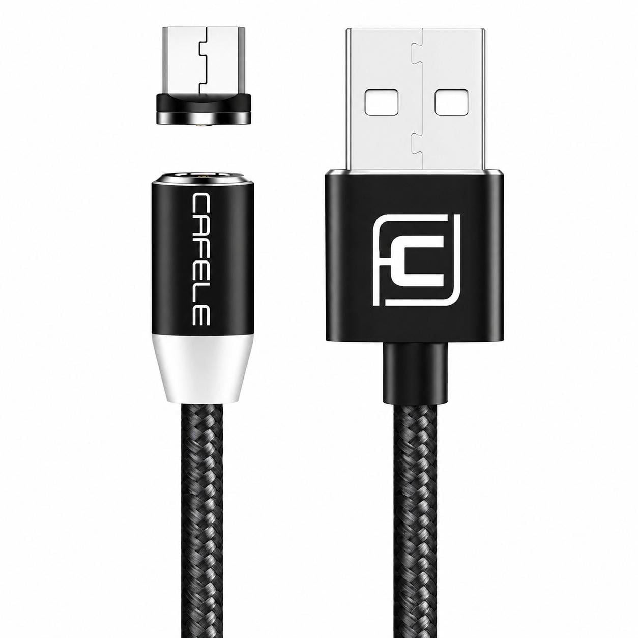 Кабель магнитный Cafele LED Usb с адаптером для microUSB 1 м Черный (982821090)