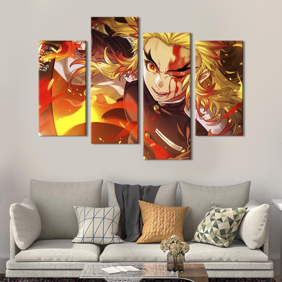 Картина модульная из 4 частей Меч Кеджуро Ренгоку Клинок рассекающий демонов XL 149x106 см (723-42)