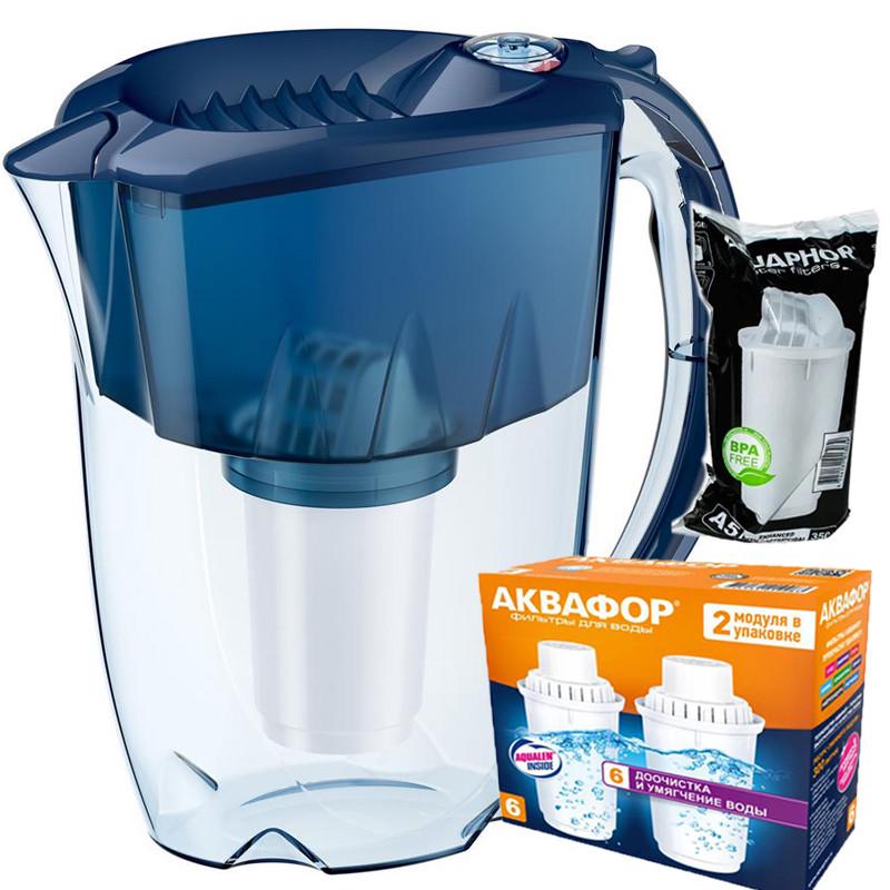 Фильтр-кувшин Аквафор Престиж А5 два модуля В6 Жесткость Синий (1697115755)