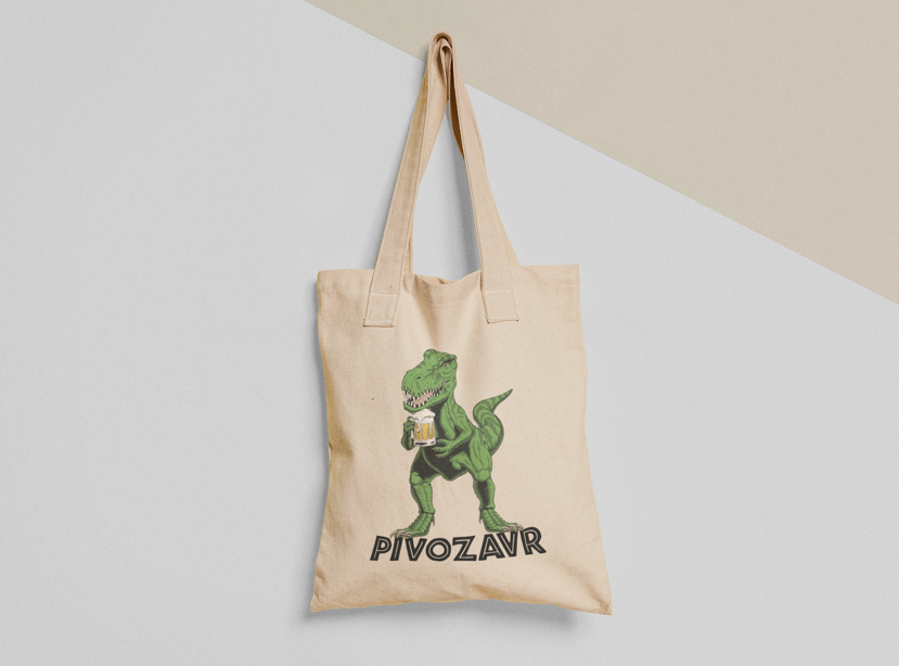 Эко-сумка шоппер с принтом "Pivozavr" 38х40 см Бежевый (ПН28-Т) Эко-сумка шоппер с принтом "Pivozavr" 38х40 см Бежевый (ПН28-Т)