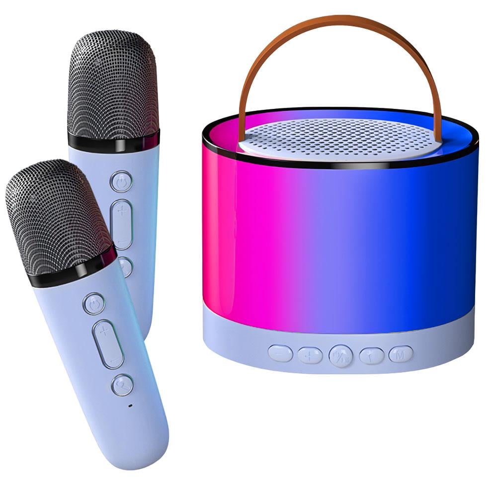 Колонка портативная K52 с Bluetooth и 2 караоке микрофонами RGB подсветка Голубой Колонка портативная K52 с Bluetooth и 2 караоке микрофонами RGB подсветка Голубой