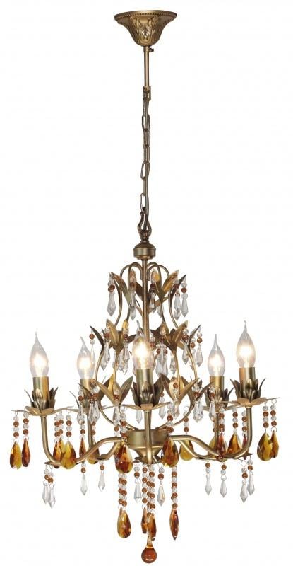 Люстра свеча подвесная хрустальная Brille BCL-052S/5 флористика