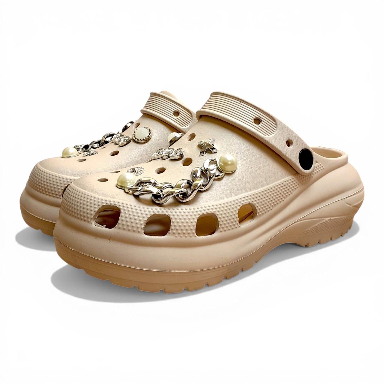 Сабо женские Progres с джибитсами р. 38 24,5 см Бежевый (33798704)